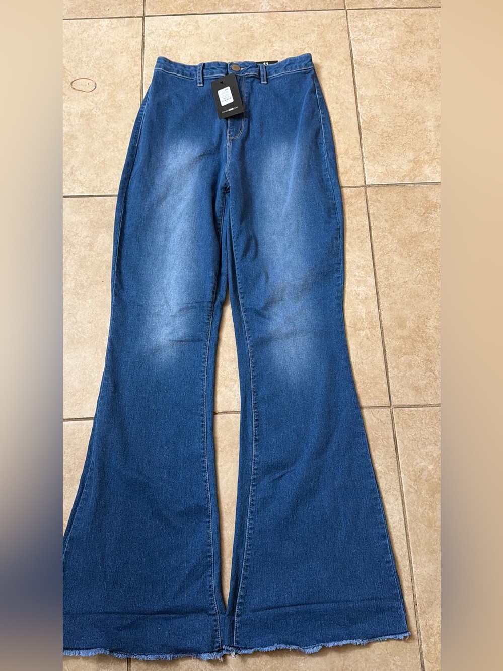 Fashion Nova Women's Dark Blue High-Rise Flare Jeans